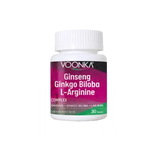Voonka Ginseng, Ginkgo ve L-Arjinin İçeren Takviye Edici Gıda 30 kapsül